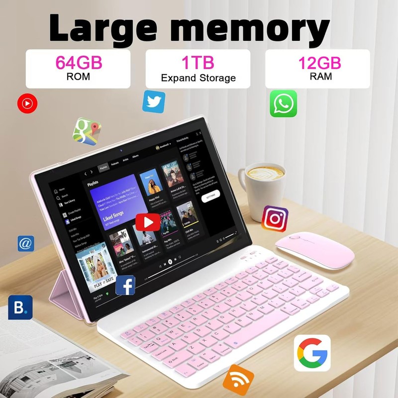 IWEGGO Android 15 Tablet, 10 inch 12GB RAM+64GB ROM/ 1TB