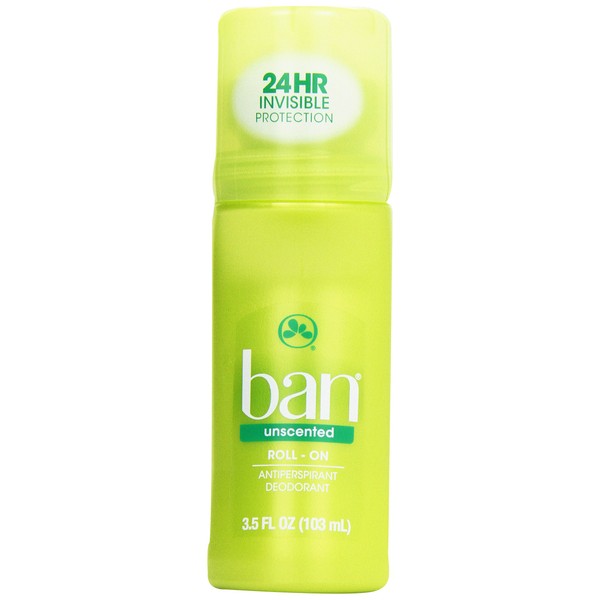 Ban Roll-On Antiperspirant Deodorant, Unscented, 3.5 oz