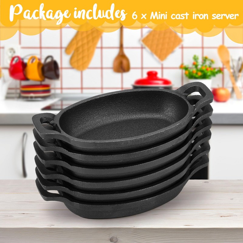 Uiifan 6 Pieces Mini Cast Iron Skillet 6 x 3.8''