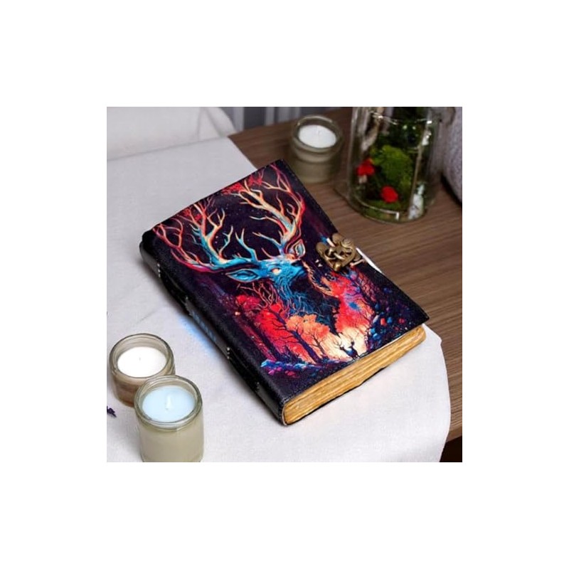 Blank Sepellbook of Shadows Journal with Vintage Clasp Lock -Printed