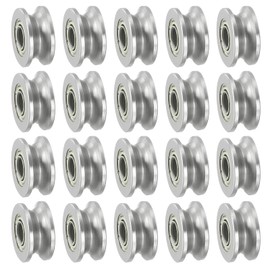 PATIKIL V-Groove Bearing, 20 Pack 4x13x6mm V Groove Guide Pulley Carbon Steel Sealed Ball Bearings Rail Roller Bearing Wheel for Track Liner Motion System