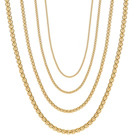 OSTAN Men's Women's Stainless Steel Silver Box Chain Briolette Chain Venetian Link Chain Link Necklace Width 2/3/4/5 mm Length 45-80 cm, Stainless Steel