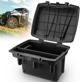 KEMIMOTO 21L/5.5Gal UTV Bed Storage Box w/Top Tool Tray Compatible with Polaris Ranger 1000 900 570 500/ Ranger XP/General 1000 2013-2023 2024 Rear Cargo Box