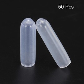 sourcing map 50pcs Rubber End Caps 3mm(1/8") ID Vinyl PVC Round Tube Bolt Cap Cover Screw Thread Protectors Clear