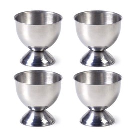 PIQIUQIU Set of 4 Egg Cup Holder Stainless Steel Egg Stand Egg Holder Container Egg Serving Cup for Restaurant, Home, Kitchen