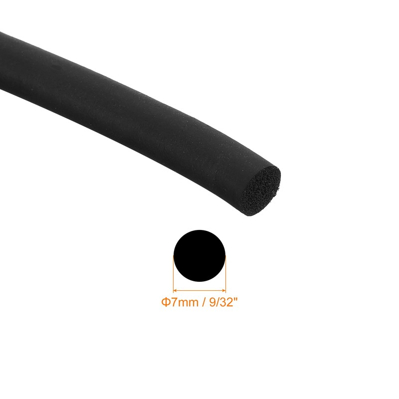 sourcing map Foam Rubber Weather Seal Strip, 7mm(9/32") Diameter 2.5