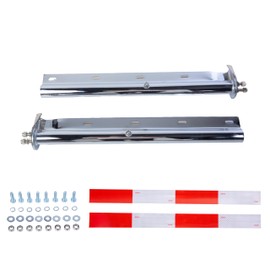 Straight Spring Loaded Mud Flap Hanger, Round Tube Style, 1-1/8" Bolt Spacing, 30" Length（2 pack） (Silver Chromed)