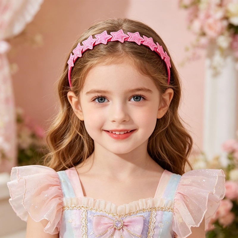 10pcs Glitter Star Headbands for Girls Colorful Sparkle Hair Hoop