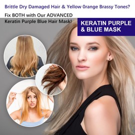 Haarmaske für trockenes und blondiertes Haar, Vitamins Keratin Haarkur Silber Haar Maske, Haarmaske für blondes, blondiertes oder gesträhntes Haar, Neutralisiert Gelbstich, Repariert Haarschäden