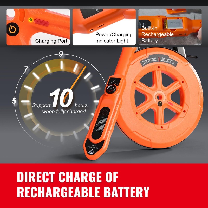 Happybuy Pipe Blockage Detector, 100ft/30m Waterproof Locator, for PVC, Plastic,