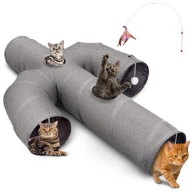 Ownpets Cat Tunnel Sturdy Oxford Fabric Cat Tunnel Toy, Cactus Shape Collapsible Cat Tunnels for Indoor Cats,Interactive Peek Hole Pet Tunnel Tube with Cat Wand Toy