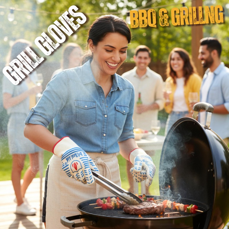 GRILL HEAT AID BBQ Grill Gloves Heat Proof for Grilling