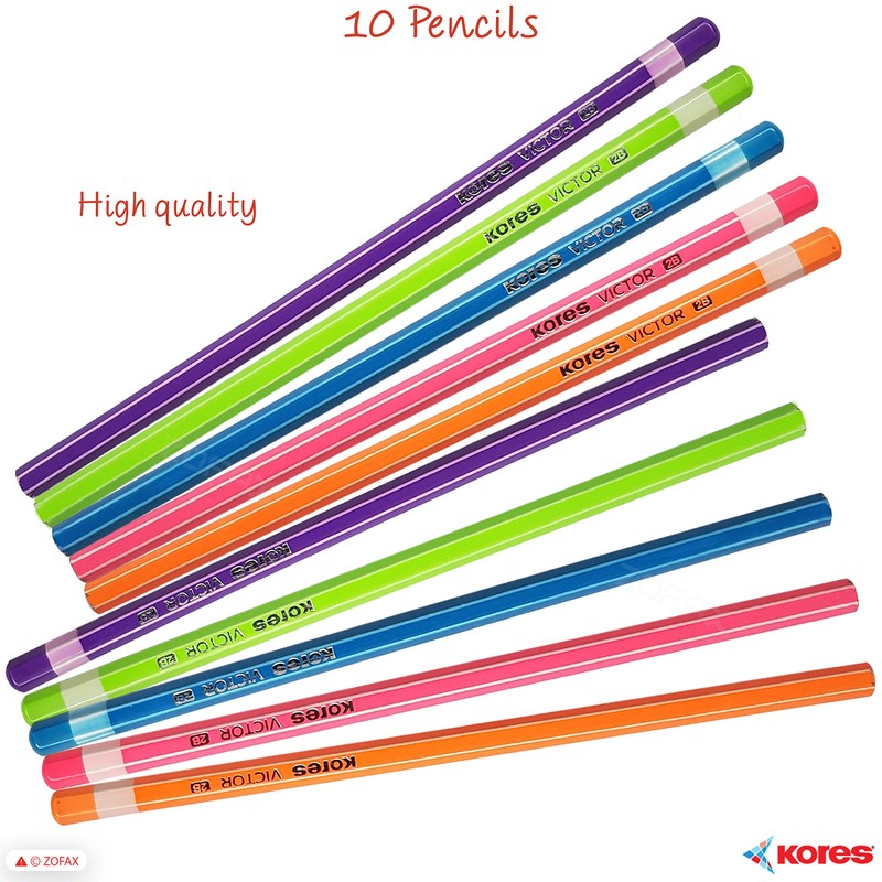 Kores Victor 2B Wooden Hexa Dark Pencils, Pack of 10,