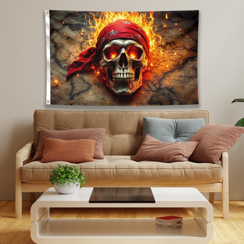 Pirate Flag 90 x 150 cm with Eyelets - Large