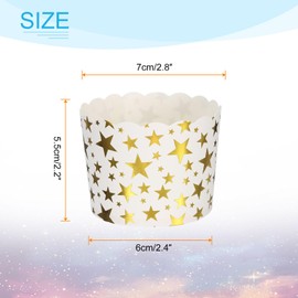 HARFINGTON 50Pcs Paper Baking Cups 6oz Cupcake Wrappers Scalloped Muffins Cases Liners Disposable Greaseproof Containers for Birthday Party, Star