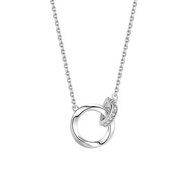 Aleasha Mobius Ring Pendant Necklace Silver Heart Necklace Women 925 Sterling Silver Valentine's Day Wedding Anniversary Jewelry Gift
