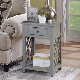 Coventry Wood End Table with Drawer and Shelf, Gray