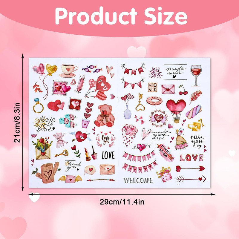 4 Sheets 230 Illustrations Wedding Scrapbook Stickers, Transparent Waterproof Stickers