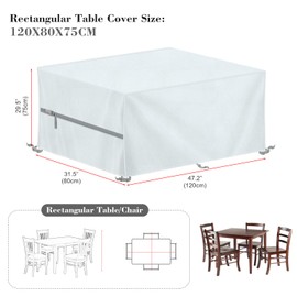 LAMUNI Cover Garden Furniture 120 x 80 x 75 cm Waterproof Protective Cover Garden Furniture Cover 420D Oxford Fabric Covers for Garden Furniture Tarpaulin for Garden Table Seating Group Balcony