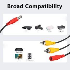 CoCar RCA video cable with red reverse trigger lines for car rear view camera, monitor camera, CCTV LED connection 5 meters