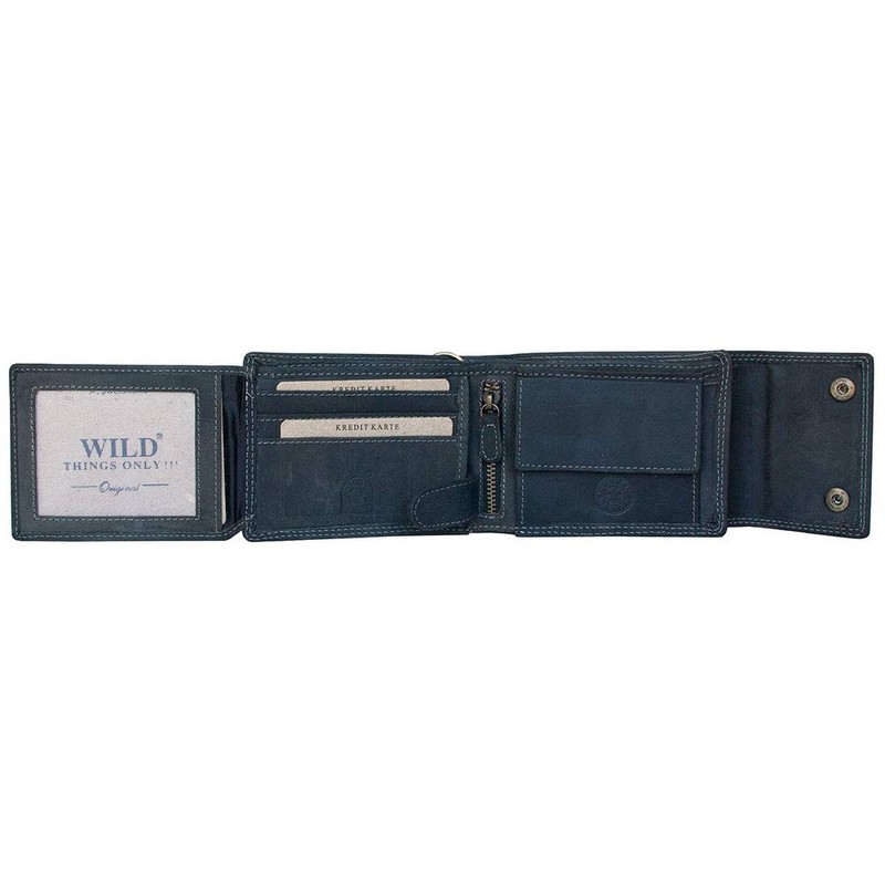 Biker's Grey Genuine Leather Wallet Wild with Metal Chain to