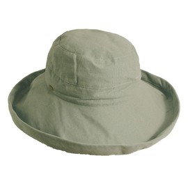 Scala Sombrero de algodón de ala Mediana para Mujer, Verde Oliva, Talla única