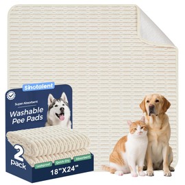 Sinotalent Washable Pee Pads for Dogs, 2 Pack Reusable Puppy Pads Dog Pads, Non-Slip Dog Pee Pads, Leakproof Pet Pee Pads Wee Wee Pads for Dogs. (Cream White, 18"x24"(Pack of 2))