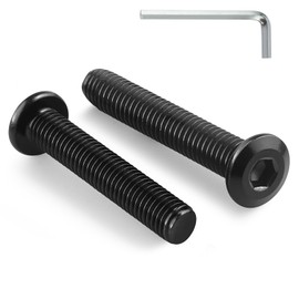 BNUOK M6-1.0 x 45mm Flat Head Hex Socket Cap Screws Bolts 10Pcs, M6 Bolt 304 Stainless Steel Black Zinc Plated, Full Thread, with Hex Spanner