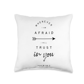 Let There Be Light Psalm 56 5 Afraid Trust in You Bible Verse Quote Religious Throw Pillow, 16x16, Multicolor