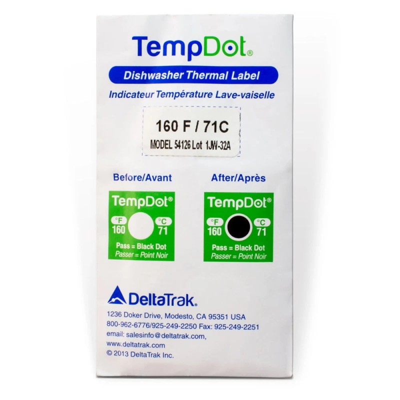 DeltaTrak 54126 TempDot High Temperature Dishwasher Thermal Labels, pack of