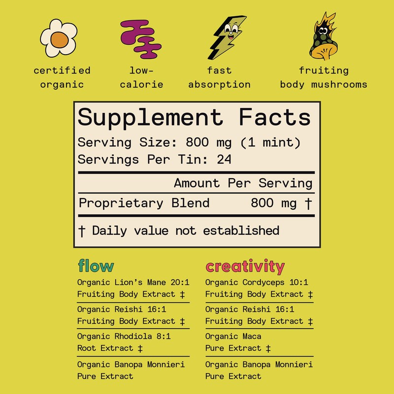 SuperMush Daily SuppleMint - 2 Flow & Focus Mints +