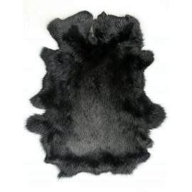 Unbranded 4pcs Real Black Rabbit Skin Pelts Leather Hides Genuine Soft Fur Craft Decor New