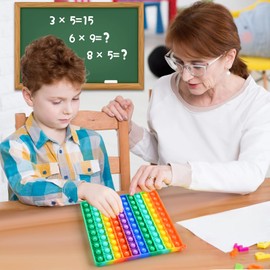 Popit XXL Fidget Toys, Pop It, Push Pop Bubble Fidget Sensory Toy, Stress Relief Sensory Toy, Rainbow Multiplication Board, Multiplication for Children, Learning Toy for Additive (A1)