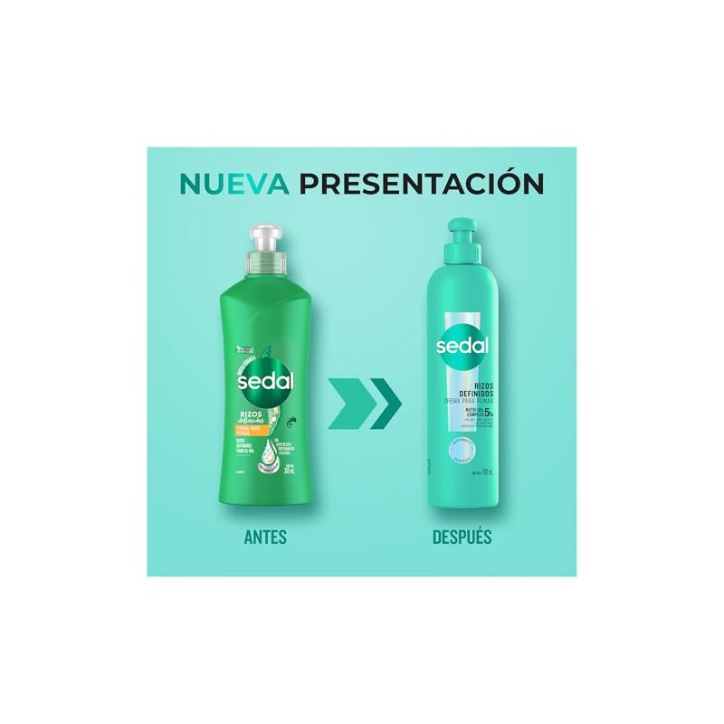 Sedal Crema Para Peinar Rizos Definidos, 300 Ml, Pack of