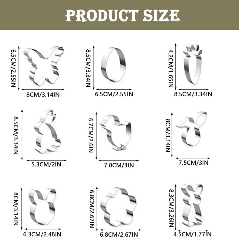 BAIYSFFG 8PCS Easter Cookie Cutters,Cookie Cutter Set Stainless Steel Rabbit,