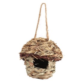 Fdit Handwoven Straw Bird Nest Cage House Hatching Breeding Cave in 3 Size for Parrot Canary or Cockatiel or Other Birds(S)