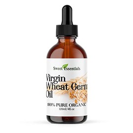 100% Organic Unrefined Wheat Germ Oil | Imported From Italy | 4oz Glass Bottle | 100% Pure - Virgin | Cold-Pressed | Natural Moisturizer for Skin, Hair and Face | Stretch Mark Relief - NON GMO