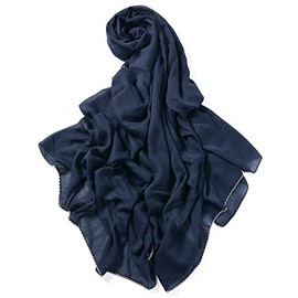Miobo XXL Women's Stole Scarf Plain Colour 220 x 140 cm in Various Colours Viscose, blue-black