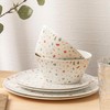 Bzyoo 12-Piece Melamine Dinnerware Set - White Confetti | Lightweight,