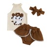Doisbetthsay Baby Girl Summer Clothes Cow Sleeveless Babydoll Crop Tops