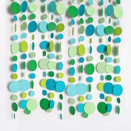 Blue and Green Circle Dot Garland Bubble Streamer Spring Party Decoration Summer Under the Sea Pool Beach Ocean Bubble Hanging Bunting Banner Backdrop Mermaid Birthday/Wedding/Baby Shower/Kids Room PartyDecor