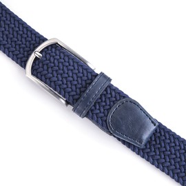 Weifert Men's Stretch Woven 1.3" Wide Elastic Braided Belts (Navy, 38-40)