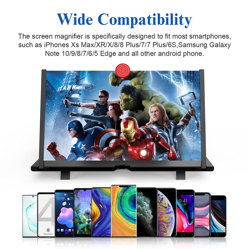16" Screen Magnifier,3D HD Mobile Phone Magnifier Projector Screen Enlarger