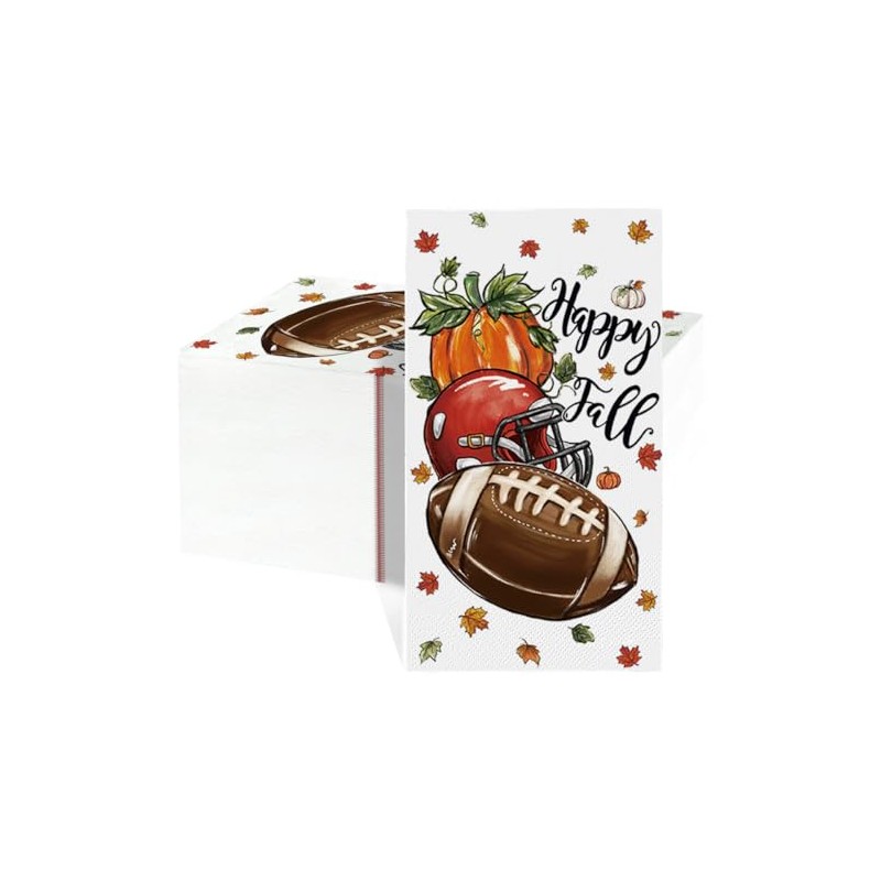 50Pcs Fall Paper Napkins, American Football Pumpkin