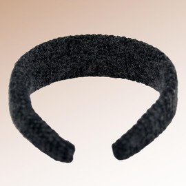 Fashionable Hard Headband Knitted Headband for Women and Girls, Non-Slip, Fabric Covered, Wide, Hair Accessory Headband for Everyday and Leisure (Black, One Size)