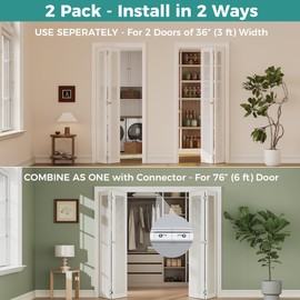 Closet Bifold Door Hardware & 2 x 36" Track Kit, Combine for 72" 6 ft Door