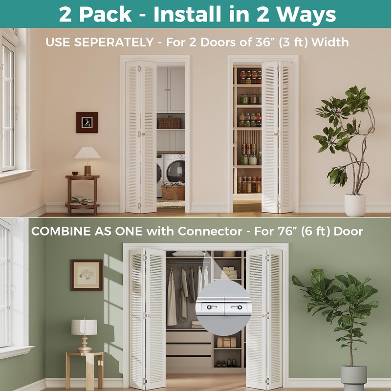Closet Bifold Door Hardware & 2 x 36" Track Kit,