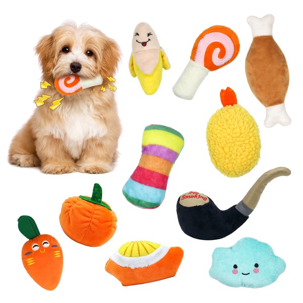 10 Pcs Squeaky Dog Toys,Soft Plush Pet Toy Set Dog