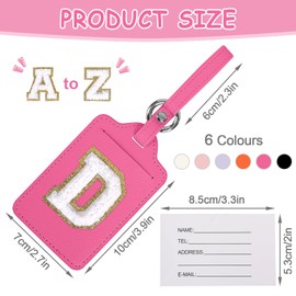 Initial Letter Luggage Tags for Suitcases, Monogrammed Suitcase Luggage Identifier Name Tag, PU Leather TSA Approved Luggage Tags,Bag Tags for Men Women Kids Luggage Handbags(Rosered-White D)