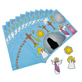 Fun Express He Lives Jesus Make a Sticker Scenes for Easter (Set of 12) Sunday School and Religious Supplies - VBS Vacation Bible School Supplies/Decor